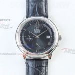 Perfect Replica Swiss Omega De Ville Black Dial Black Leather Strap Copy Watch